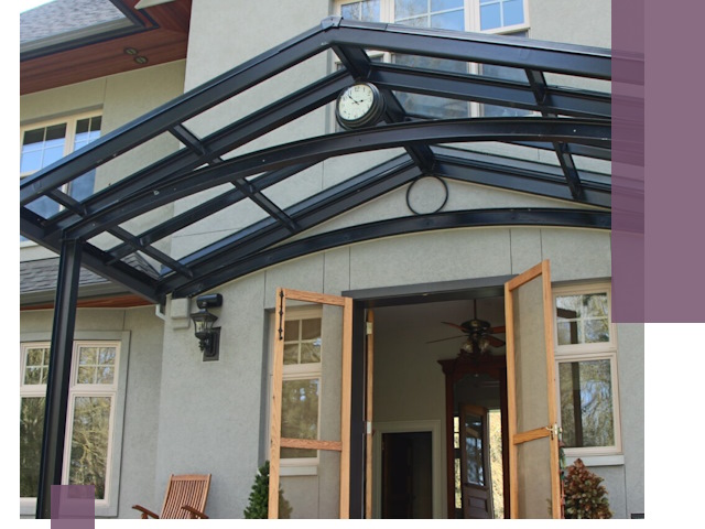 Изготовление и монтаж навесов и козырьков в Людинове