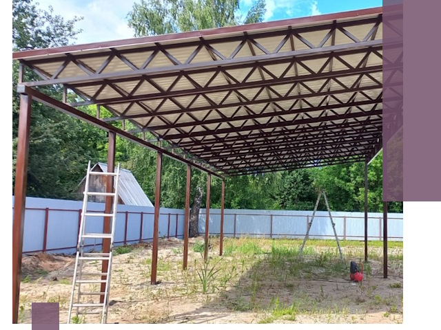 Односкатные навесы под ключ в Людинове — изготовление и монтаж