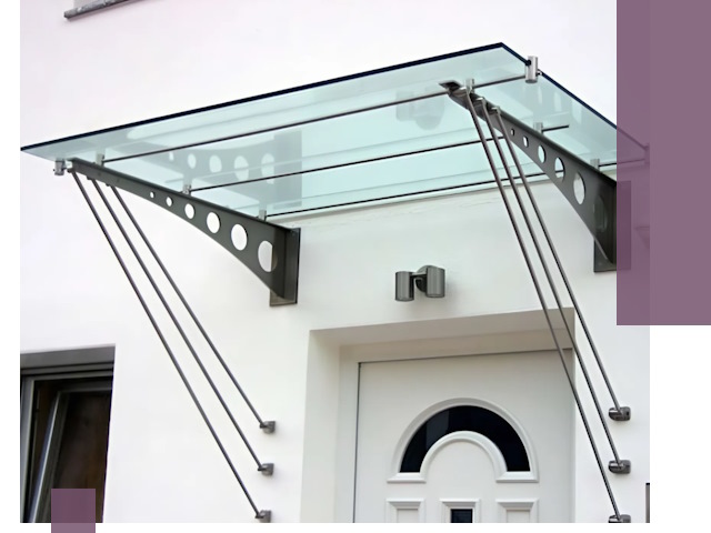 Козырьки над входом под ключ в Людинове — изготовление и монтаж