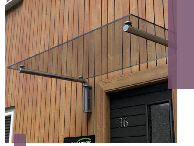 Стеклянные козырьки на входы и фасады в Людинове