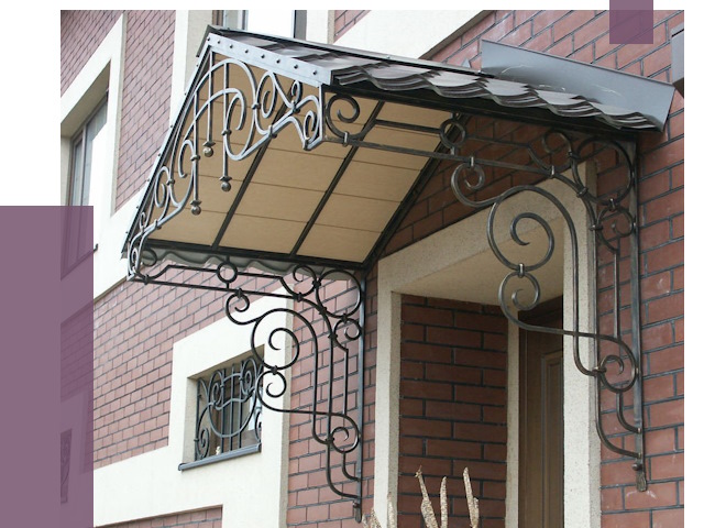 Двускатные козырьки в Людинове под ключ от 12723 руб.