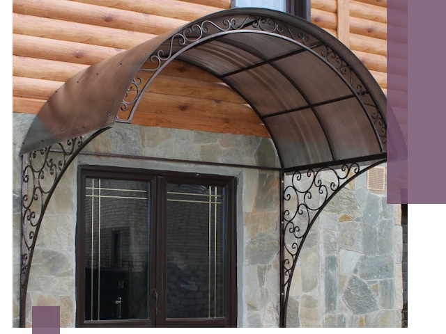 Арочные козырьки под ключ в Людинове: изготовление и монтаж